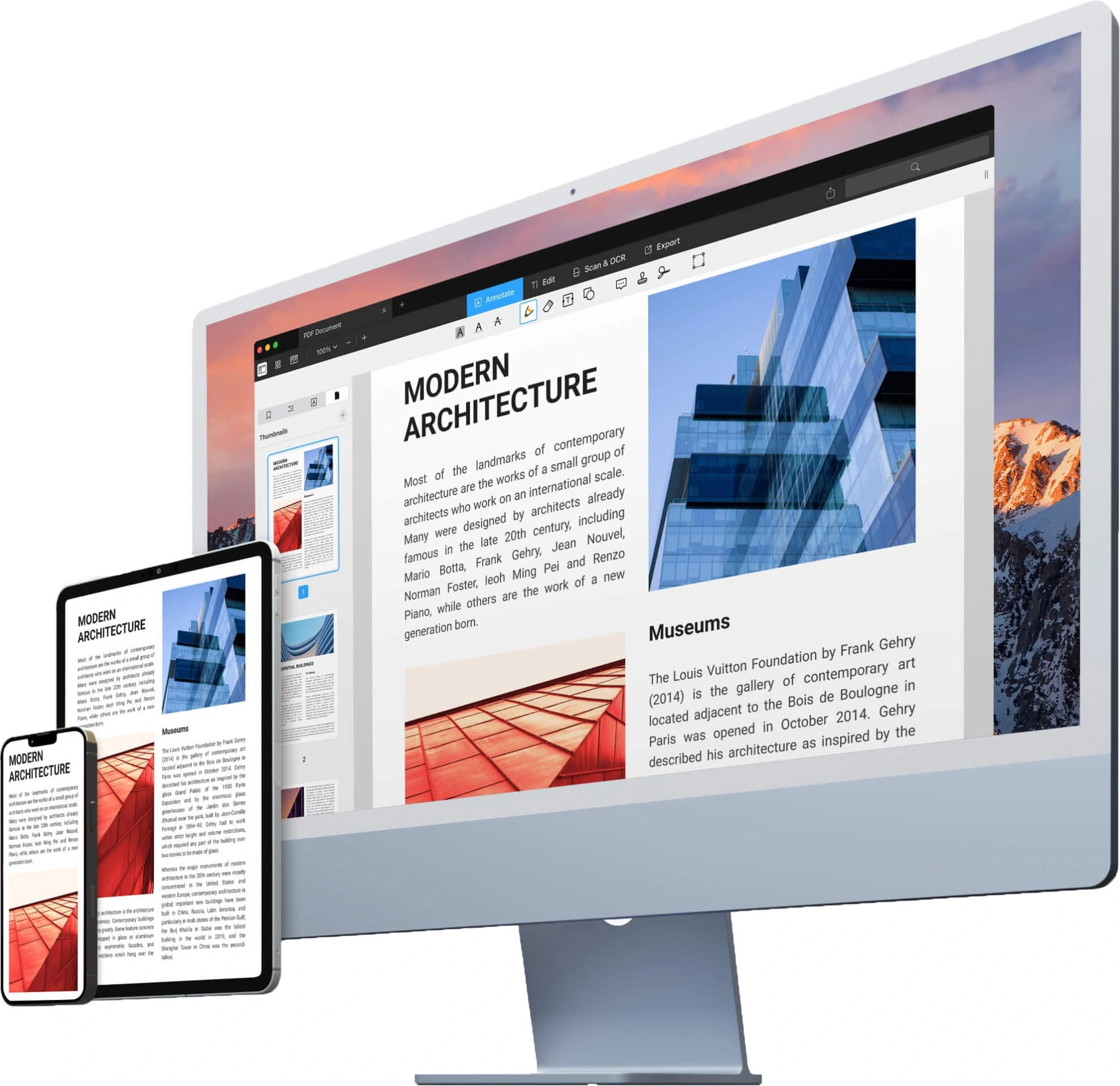 태블릿 PDF 편집 화면